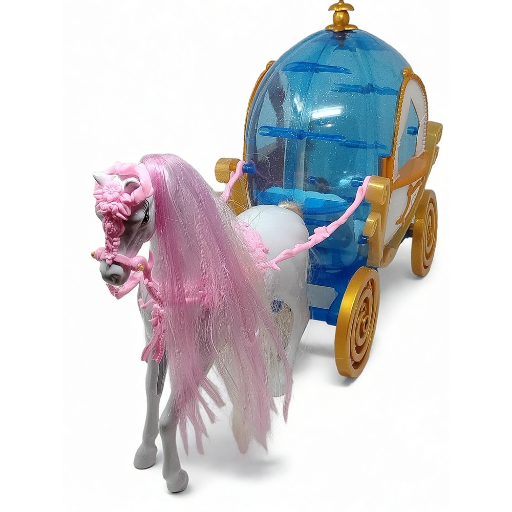Disney Princess Cinderella Rolling Carriage Horse Vehicle Playset Figure Toy Set